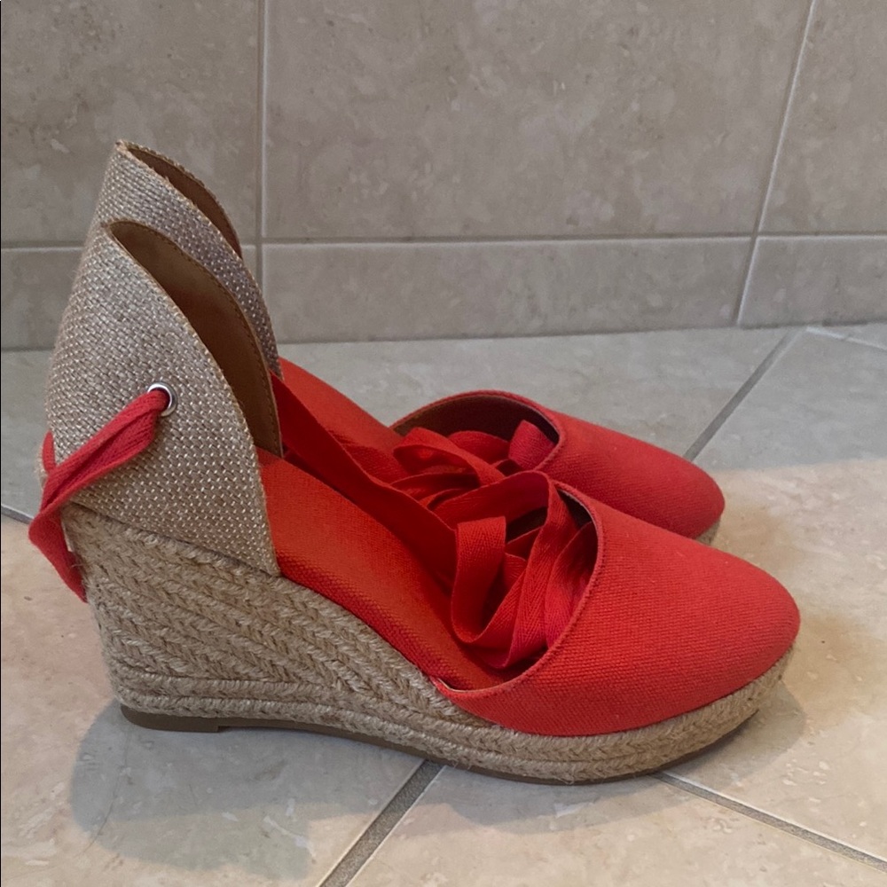 Red Espadrille Wedge Sandals